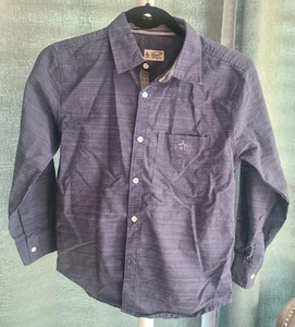 Original Penguin by Munsingwear Boys Button Up Shirt Size 8 Drk Blue Long Sleeve - Picture 1 of 4