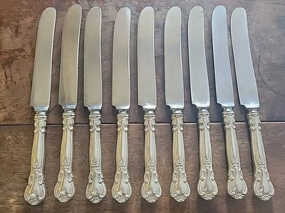 9 Pcs. Antique GORHAM Sterling Silver CHANTILLY Old French 8.5" Luncheon Knives - Image 1 of 4