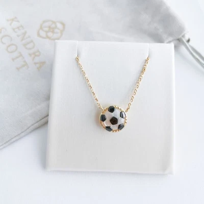 Kendra Scott Soccer Gold Ivory Mother--Pearl Short Pendant Necklace New - Image 1 of 4