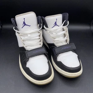 2013 Nike Air Jordan Retro White/Black/Purple Logo Shoes Size 11.5 - Picture 1 of 14
