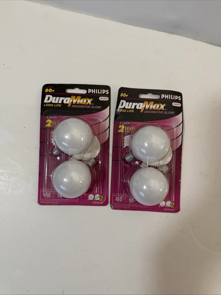 4 Philips Opaque G25 Medium Base LED Bulbs 60W Soft White 500 Lumens - Image 1 of 1