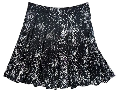 Chelsea & Theodore Abstract Flowy Print Skirt L Black & White Coastal Beach Foto 1 de 4