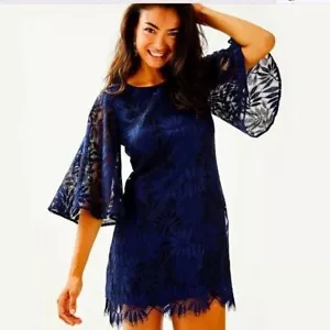 Lilly Pulitzer Jackelin Strampler True Navy Farn Gallery Spitze Größe 0 238 $ Einzelhandel - Bild 1 von 12