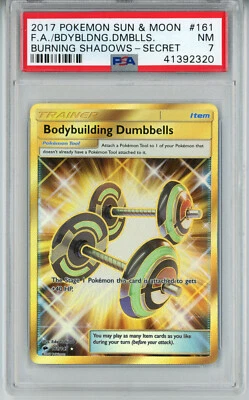 POKEMON BURNING SHADOWS BODYBUILDING DUMBBELLS 161 SECRET RARE PSA 7 NM 41392320 - Image 1 of 2