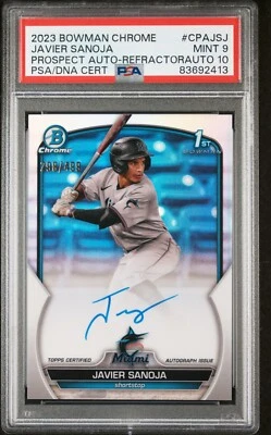 2023 Bowman Chrome #CPA-JSJ Javier Sanoja 1st Bowman Refractor Auto /499 PSA 9 - Image 1 of 2