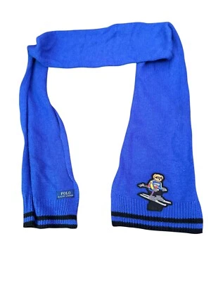 Auténtico Polo Bear Ralph Lauren Bufanda de Esquí Azul Negro Edición Limitada Para Hombres RARO Foto 1 de 4