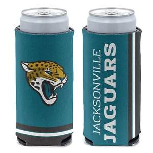 Lizenzierter doppelseitiger Football 12 Unzen Jacksonville Jaguars Slim Dosenkühler Koozie - Bild 1 von 1