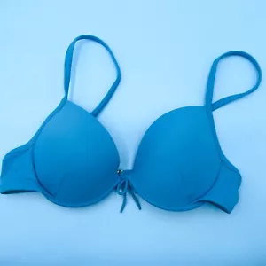 Top de bikini Victoria's Secret 38B azul esencial push up corbata cobertura completa natación VS - Imagen 1 de 9