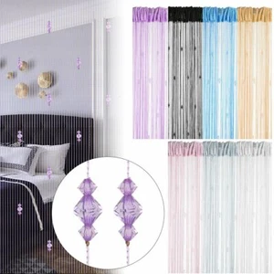 Glitter String Door Curtain Bead Room Home Dividers Beaded Fringe Window Panel - Picture 1 of 19