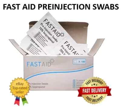 Fast Aid Pre-Injection Swabs 70% IPA Alcohol Wipes Piercing Tattoo Medical Salon - Image 1 of 4