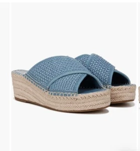 Franco Sarto PACIFICA Denim FB Blue Espadrille Slides Size 9M NIB - Picture 1 of 12
