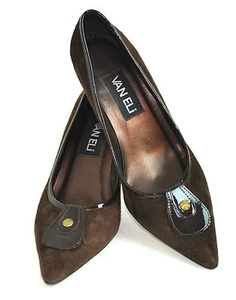 VAN ELI BRAUNE SCHUHE AUS ECHTEM WILDLEDER GRÖSSE 6 M 3" HOHE ABSÄTZE - Bild 1 von 12
