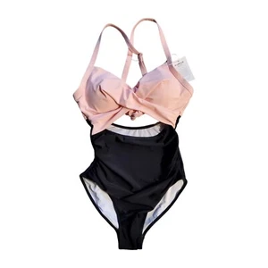 Eomenie One Piece Swimsuit Women's Size Small Black Pink Tummy Control Wrap Tie - Picture 1 of 8