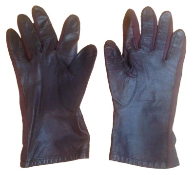 老式正品皮革棕色手套女式 7 1/2 日本制造  — 第 1/4 张图片