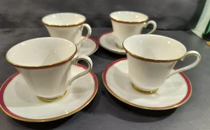 Minturn Saturn Rubin/Karmesinrot Goldrand Tasse & Untertasse (4er Set) Sehr guter Zustand - Bild 1 von 11