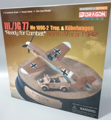 Dragon 50120 III./JG 77 Me 109 vagone cisterna Africa 1942 metallo modello fi... - Immagine 1 di 3
