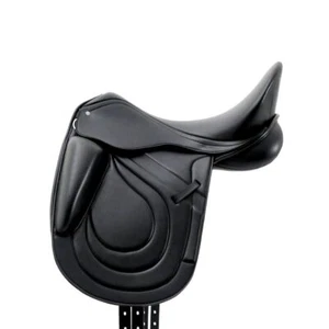 New Dressage Leather Horse Saddle Softy Padded Black Colour - Picture 1 of 4