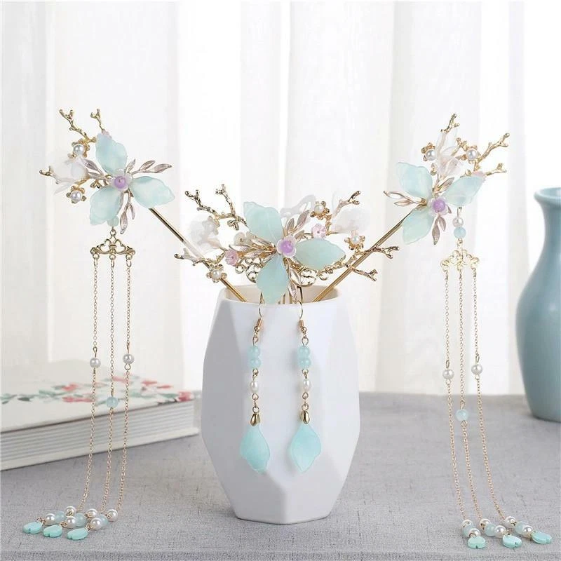 Ancient Women Girl Hanfu Tassel Hairpin Hair Stick Step Shake Fairy Headdress - Image 1 of 4