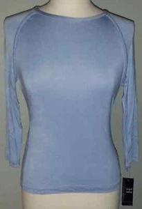 Tommy Hilfiger Knit Top Cable Trim Casual Top NWT Sz M Light Blue Solid c1022 - Picture 1 of 9