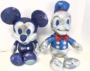 Disney Fantasy Sky Mickey Mouse Plush Firework & Donald Duck 85yr Plushie Lot - Picture 1 of 14