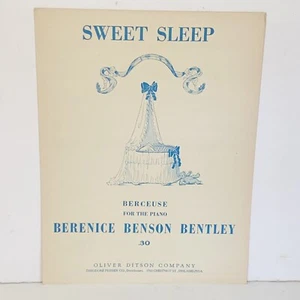 Vintage 1947 Sweet Sleep Sheet Music Berceuse for Piano by Berenice B Bentley - Picture 1 of 12