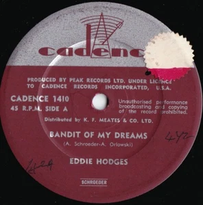 Eddie Hodges ORIG OZ 45 Bandit of my dreams VG+ ’62 Cadence 1410 Rock Pop - Picture 1 of 1