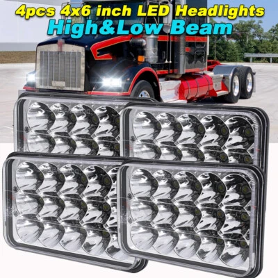Faros LED 4x6'' 90W haz sellado alto-bajo para Peterbilt Kenworth T800 W900 4 un. Foto 1 de 4