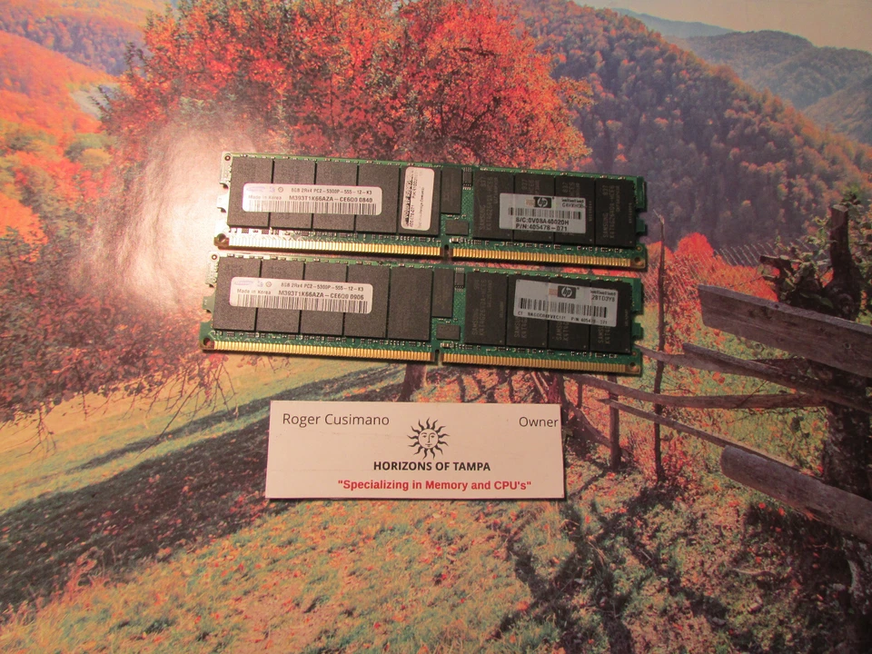 16GB (2x8GB) Samsung M393T1K66AZA-CE6Q0 240p DDR2-667 ECC HP - PAIR - Image 1 of 1