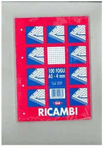RICAMBIO QUADRETTI 4MM FORMATO A5 DA 100FOGLI, 10 PEZZI (10RICAMBI) - Bild 1 von 1