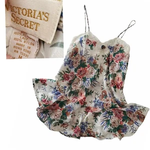 Vintage Victoria's Secret Gold Label Negligee Nachthemd M Floral Y2K 90er Coquette Rüschen - Bild 1 von 17