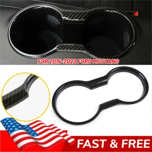 Cup Holder Cover Fit For Ford Mustang 2015+ Carbon Fiber Interior Trim Molding - Picture 1 of 9