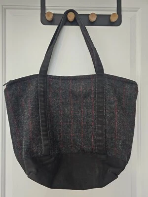 Bolso de Lona Vintage J Peterman Lana Gris Gris A Cuadros Lexington KY RARO Foto 1 de 4