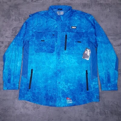 Camisa PELAGIC Eclipse Pro Series Hexed Guide Offshore Pesca LS Para Hombres 3XL Azul Foto 1 de 4