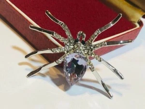 Vintage Style Lavender Glass Crystal SPIDER Insect Jewellery BROOCH Pin - Picture 1 of 13