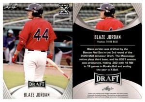 2021 Leaf Draft Blaze Jordan Boston Red Sox Prospect Card #22