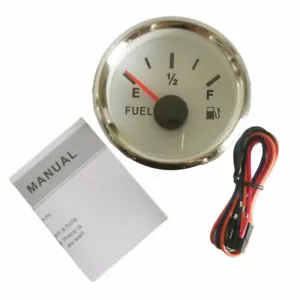 Medidor de combustible de gas blanco 52 mm 0-90 ohmios para automóvil camión marino 12/24 V rojo LED STOCK EE. UU. - Imagen 1 de 7