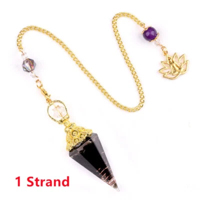 Black Obsidian Hexagon Rubble Pendulum Pendant Chakra Reiki Healing Chain ETY316 - Image 1 of 4