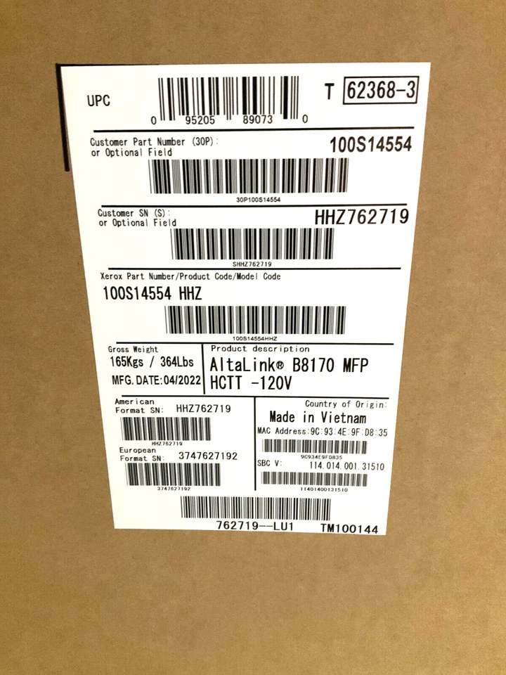 Xerox Altalink B8000 Series B8045 Mono Laser Printer 400S03920