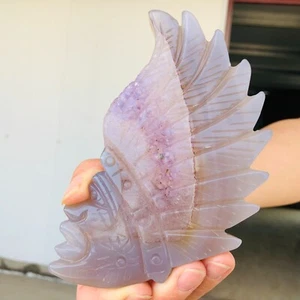 270g Natural Druzy Amethyst Agate Quartz Crystal Indian Head Healing X967 - Bild 1 von 15