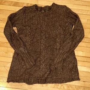 Prana Chunky Knit Y2K Wool Blend Sweater Ski Warm 90’s Cottagecore Brown Sz M - Picture 1 of 18