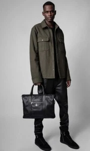 Zadig & Voltaire Twin's Zip Large Bag Black Leather, NEW Missing Chain & Handle - Picture 1 of 13