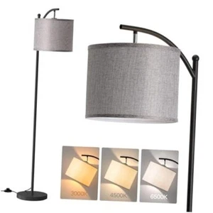 Floor Lamp for Living Room with 3 Color Temperatures, Black+Gray Shade - Picture 1 of 7