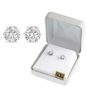 Crystals By Swarovski Stud Earrings Silver Tone 2 Carat TW In Gift Box New - Picture 1 of 1