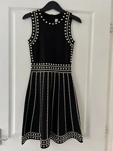 New Michael Kors Astor Studded Midi Dress Black Size XS UK 6 Slim 8 RRP £350 - Picture 1 of 8