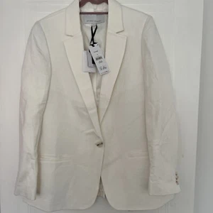 GEORGE IVORY LINEN MIX FULLY LINED SINGLE BREASTED JACKET SIZE 14 NEW WITH TAGS - Picture 1 of 8