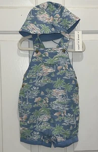 Janie And Jack Little Island Shortalls Overalls & Matching Hat 18 24 Months - Picture 1 of 11