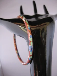 Vintage Chinese cloisonne enamel brass bracelet bangle - Picture 1 of 5