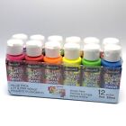DecoArt Crafter's Acrylic Paints Value Pack Brights Neon 12 qty Bottles 2 oz NEW
