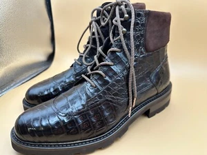 Mezlan Size 9.5 Crocodile Boots Brown Lace Casual Spain Shoes MEN'S - Picture 1 of 8