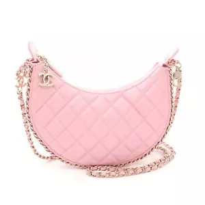CHANEL Matelasse Small Hobo chain Shoulder crossbody Bag AS3917 leather Pink GHW - Picture 1 of 7